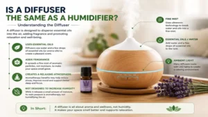 Essential oil diffuser dispersing fine mist to explain is a diffuser the same as a humidifier