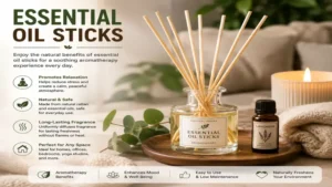 essential oil sticks providing a soothing aromatherapy experience in a relaxing home environment