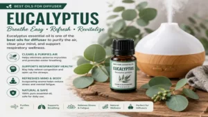 Eucalyptus is one of the best oils for diffuser to create a fresh and invigorating atmosphere.
