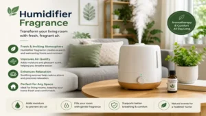 Humidifier fragrance enhancing air quality and freshness in a modern living room