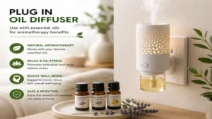 plug in oil diffuser used with essential oils for aromatherapy benefits
