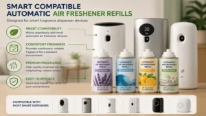 Smart-compatible automatic air freshener refills designed for use with modern fragrance dispenser devices