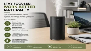 Airversa waterless diffuser providing natural fragrance in a modern home office
