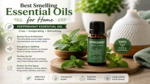 best smelling essential oils for home showcasing peppermint essential oil for a crisp and invigorating fragrance.