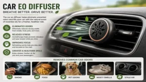 car eo diffuser helping reduce unwanted odors and create a pleasant in-car atmosphere