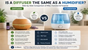 Side-by-side mist output showing is a diffuser the same as a humidifier in daily use