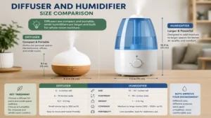 is a diffuser a humidifier size comparison between a compact diffuser and a larger humidifier