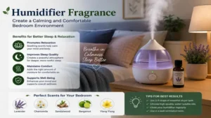 Humidifier fragrance creating a calming and comfortable bedroom environment