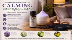 calming essential oil blend supporting a soothing bedtime routine and restful sleep environment
