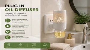 plug in oil diffuser with a compact design ideal for small spaces and bathrooms