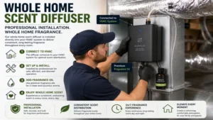 Whole home scent diffuser professionally installed for efficient scent distribution across every room.