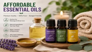 Affordable essential oils blended with carrier oils for massage and self-care routines