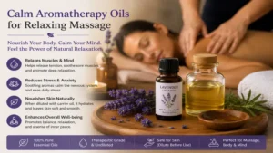 Calm aromatherapy oils blended with carrier oil for a relaxing aromatherapy massage session.