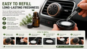 car eo diffuser with a refillable aroma pad for long-lasting fragrance performance