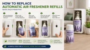 Step-by-step guide showing how to replace automatic air freshener refills quickly and easily