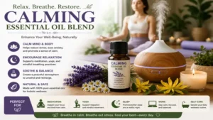 calming essential oil blend enhancing meditation, yoga, and stress management practices