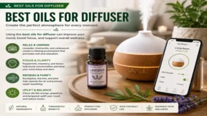 best oils for diffuser used with an ultrasonic diffuser in a cozy living room setting.