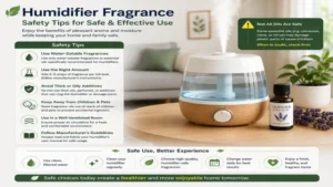 Humidifier fragrance tips for safe use with water-based aroma solutions