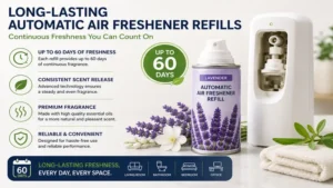 Long-lasting automatic air freshener refills providing up to 60 days of continuous fragrance release