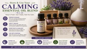 Proper storage and daily use of a calming essential oil blend to maintain freshness and effectiveness