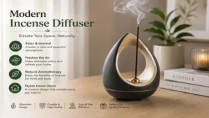 Contemporary incense diffuser with a minimalist design for stylish home fragrance and relaxation.