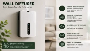 Close-up view of a sleek wall diffuser with elegant minimalist design
