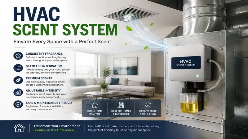 Modern hvac scent system delivering consistent fragrance throughout an entire home or commercial space.