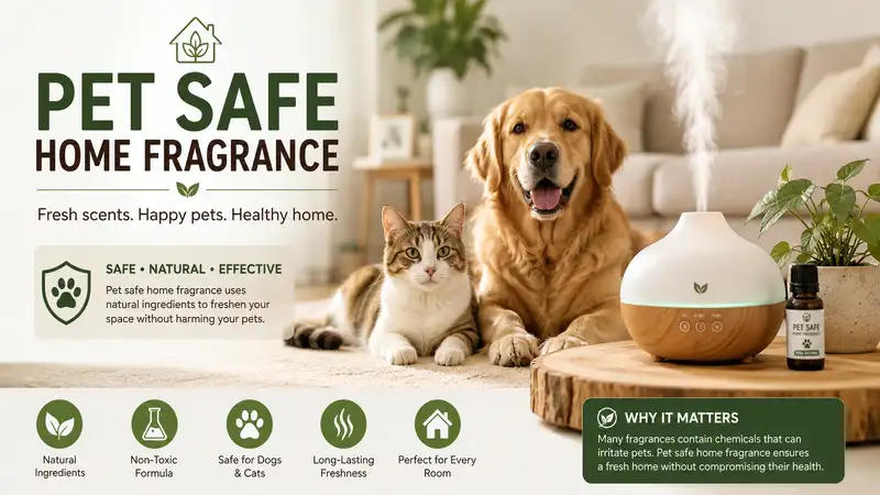 Pet safe home fragrance creating a fresh and comfortable living space for dogs and cats.
