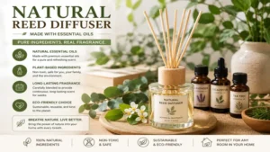 Natural reed diffuser made with essential oils for a long-lasting natural fragrance