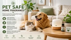 Pet safe home fragrance in a clean living room where a dog and cat can relax comfortably.