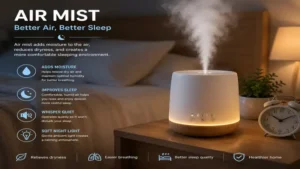 air mist helping maintain a comfortable and pleasant bedroom environment
