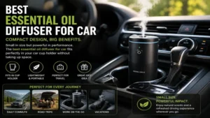 best essential oil diffuser for car with a compact design that fits neatly in a cup holder