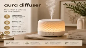 Aura diffuser styled as a decorative accent in a modern interior