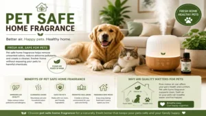 Pet safe home fragrance improving indoor air freshness while keeping pets safe and comfortable.
