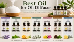 Best oil for oil diffuser shown with essential oil blends for different moods and spaces