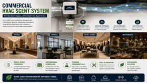Commercial hvac scent system creating a welcoming atmosphere in hotels, offices, and retail spaces.