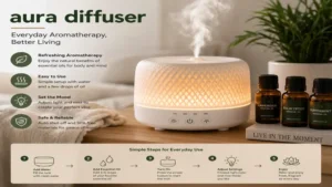 Aura diffuser used for everyday aromatherapy and a pleasant indoor scent